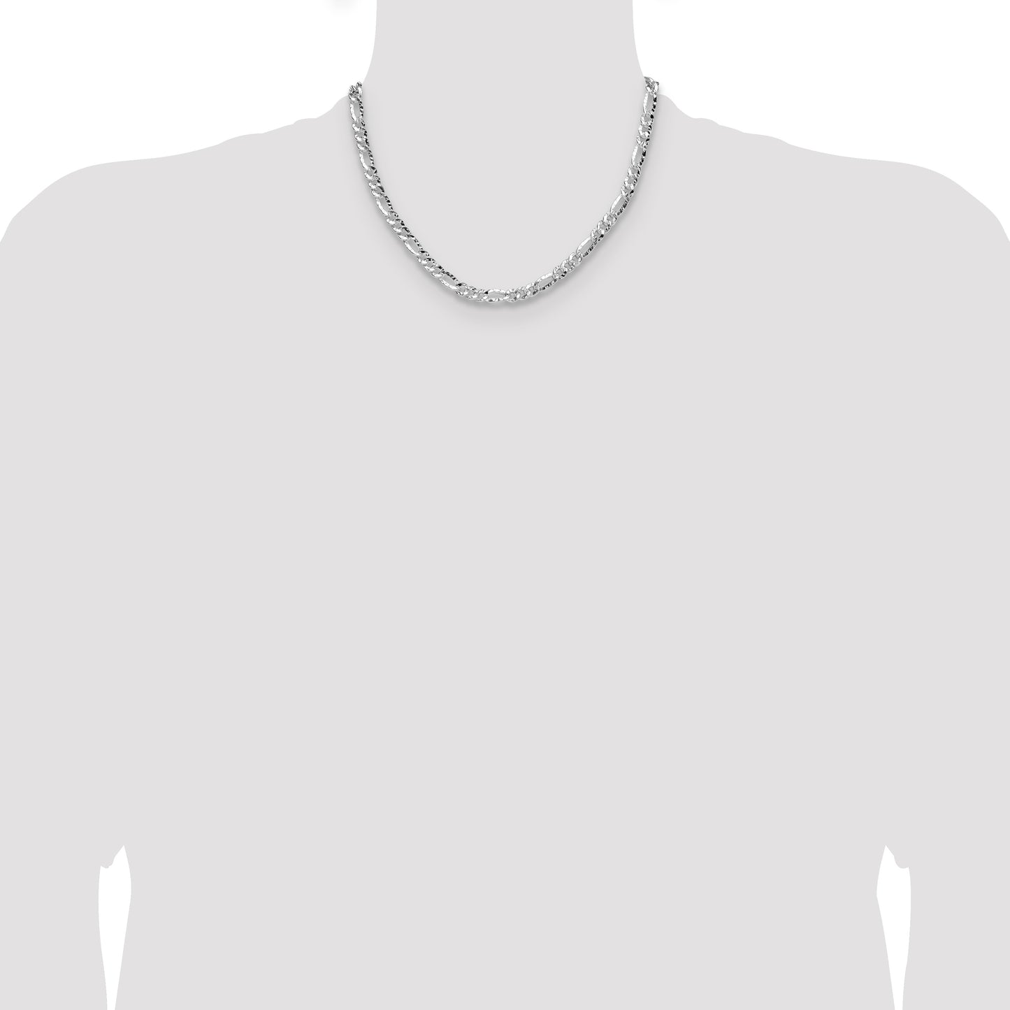 Sterling Silver 6.3mm Hammered Figaro Chain