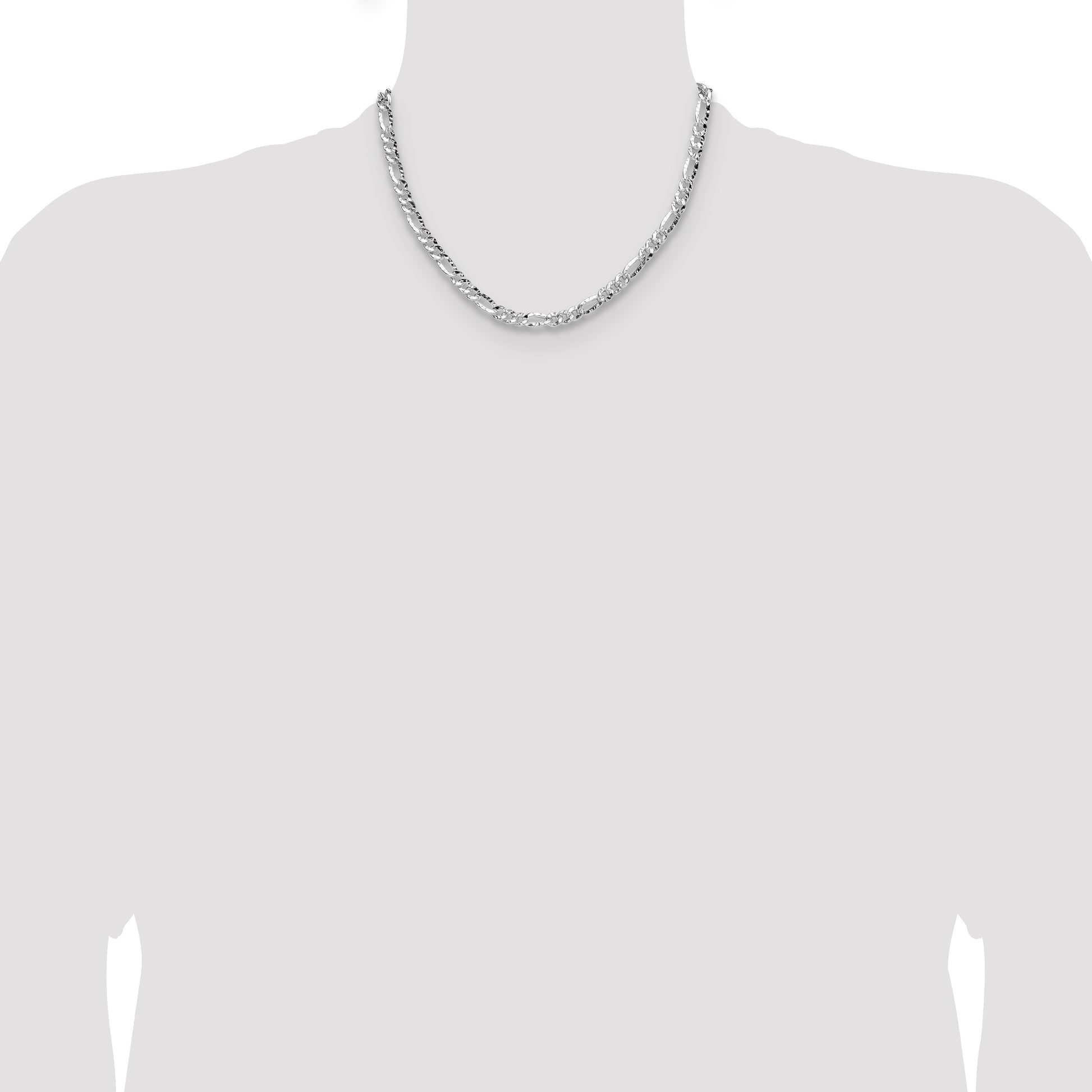 Sterling Silver 6.3mm Hammered Figaro Chain