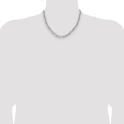 Sterling Silver 6.3mm Hammered Figaro Chain