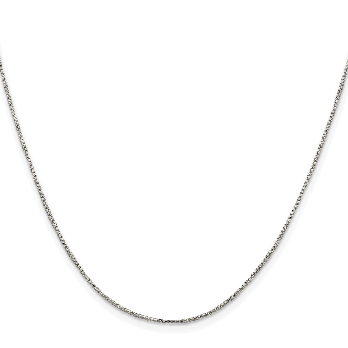 Sterling Silver Rhodium-plated 1mm Round Box Chain