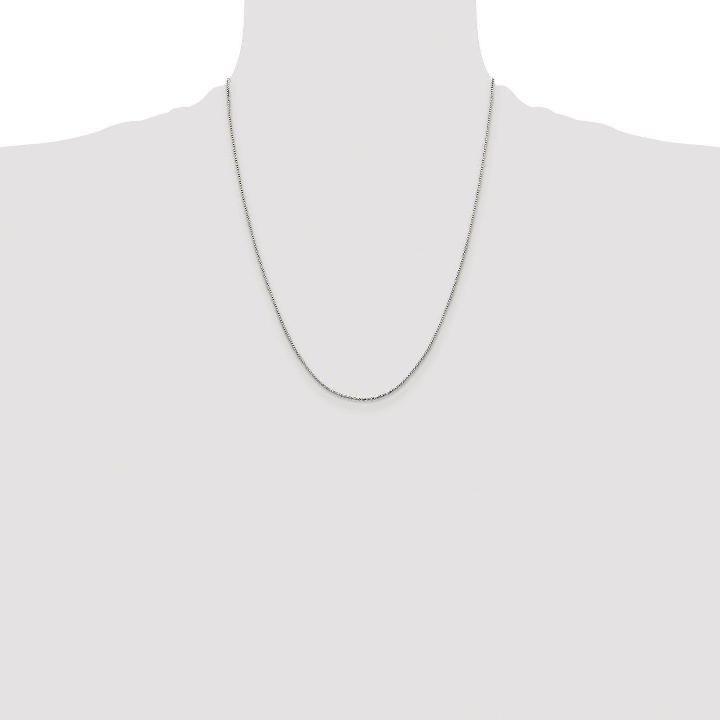 Sterling Silver Rhodium-plated 1mm Round Box Chain