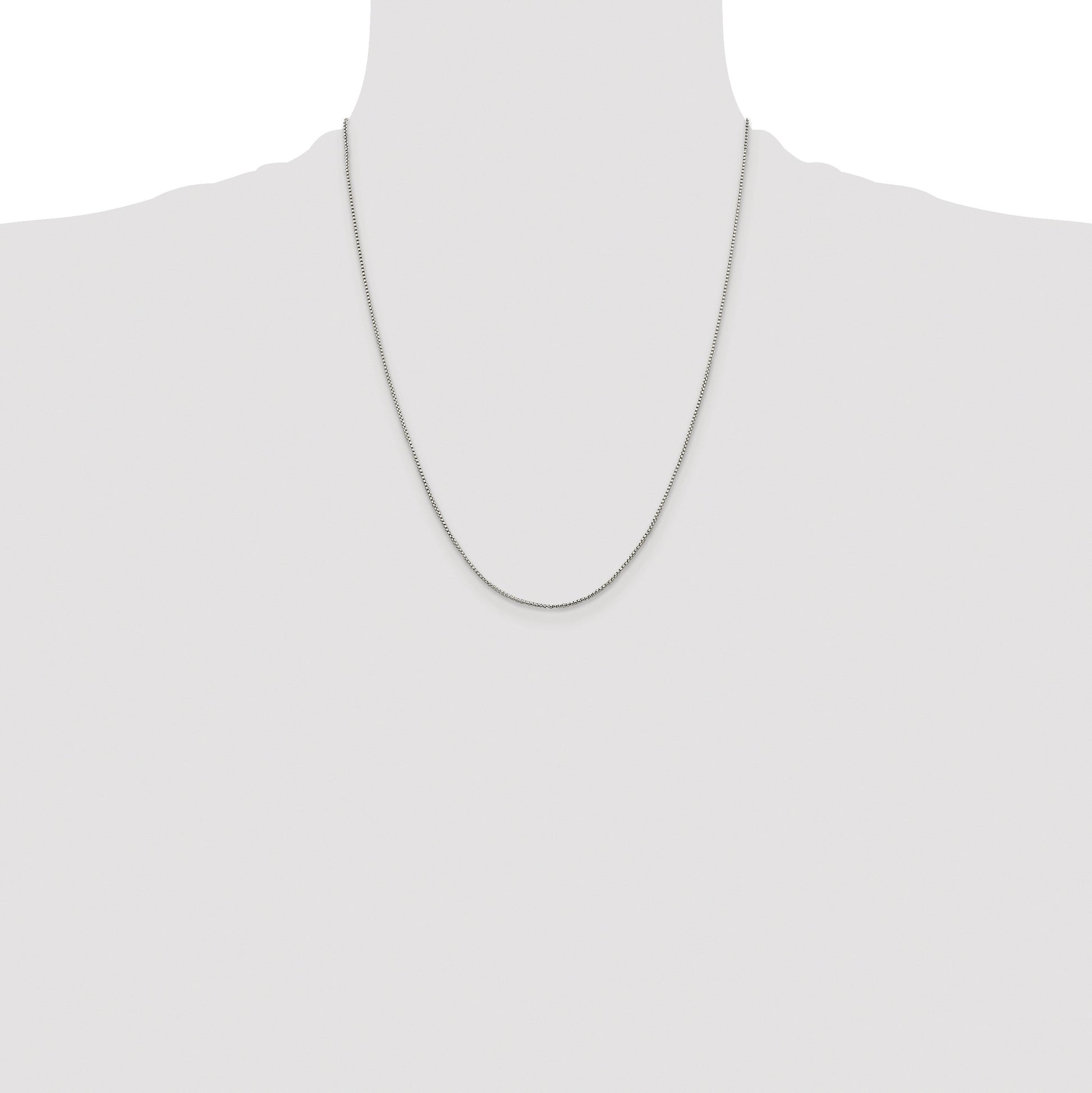 Sterling Silver Rhodium-plated 1mm Round Box Chain