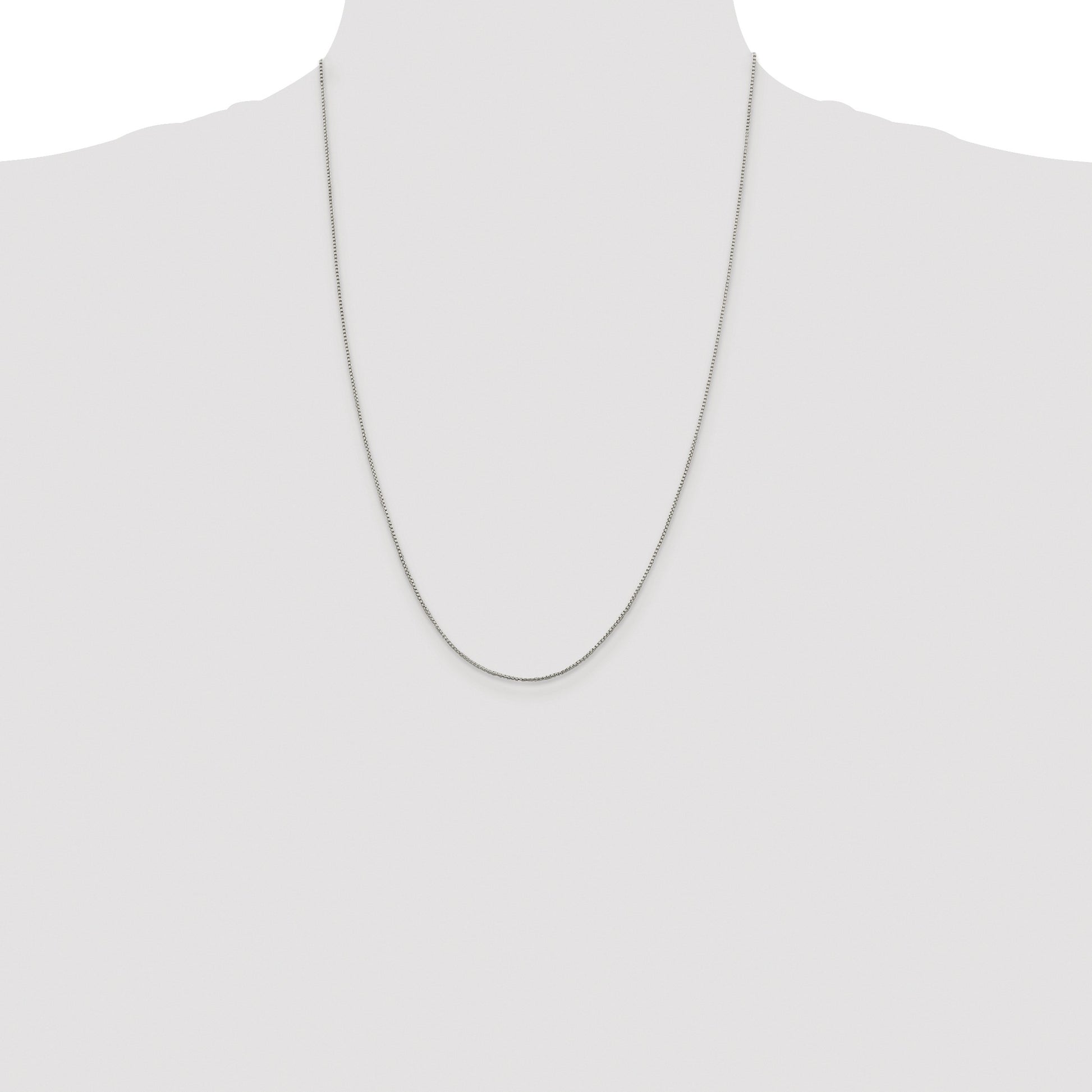 Sterling Silver Rhodium-plated 1mm Round Box Chain