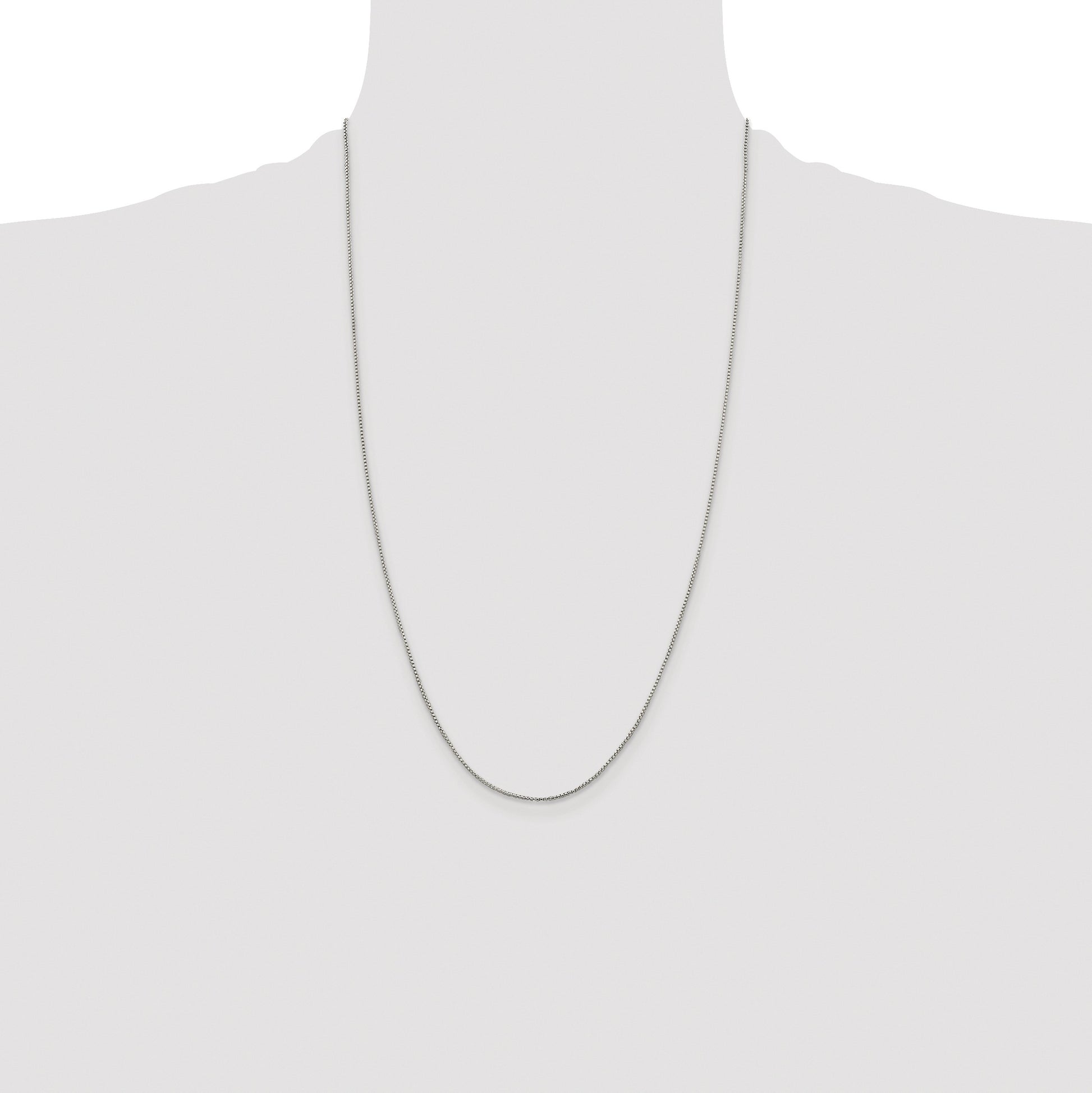 Sterling Silver Rhodium-plated 1mm Round Box Chain