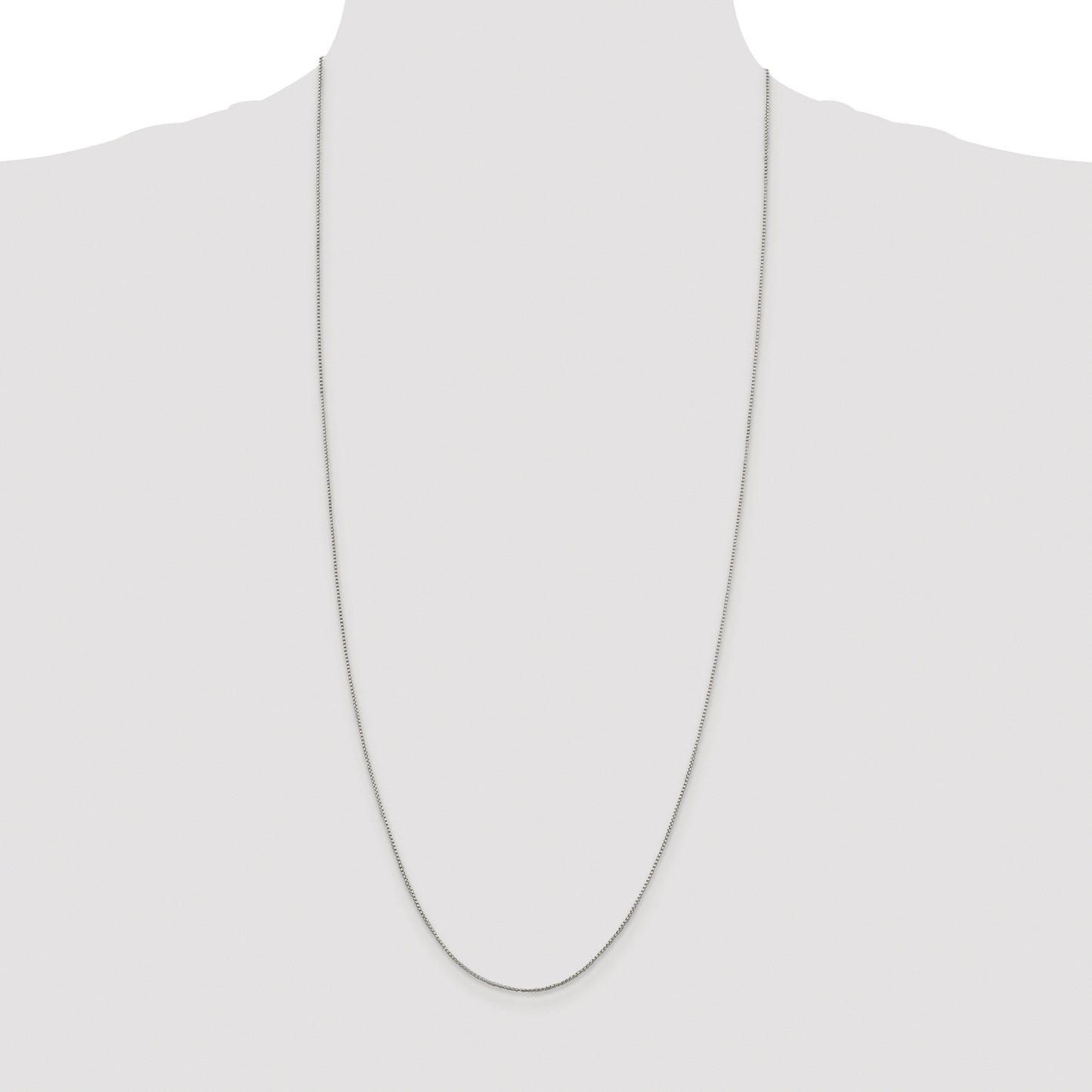 Sterling Silver Rhodium-plated 1mm Round Box Chain
