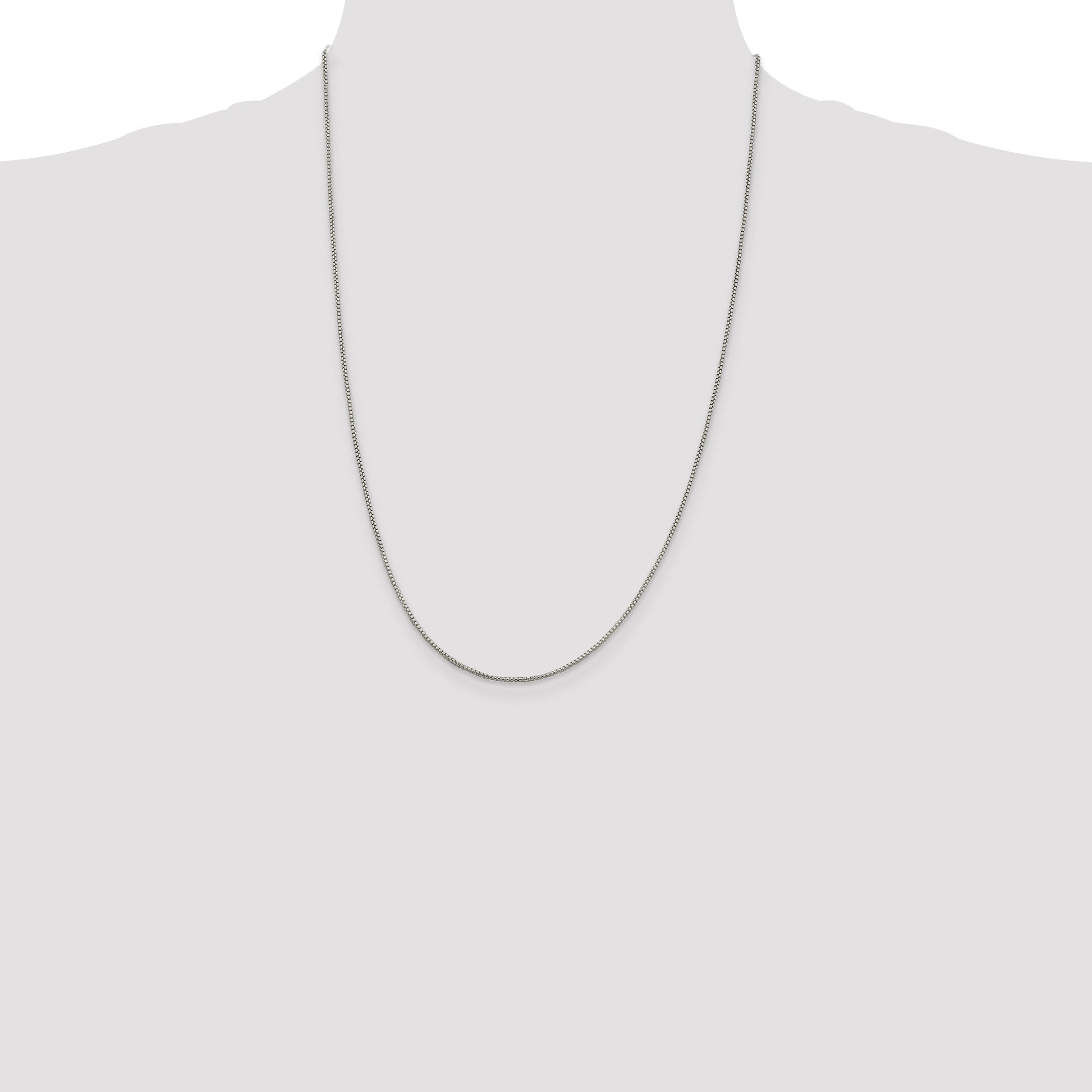 Sterling Silver Rhodium-plated 1.25mm Round Box Chain