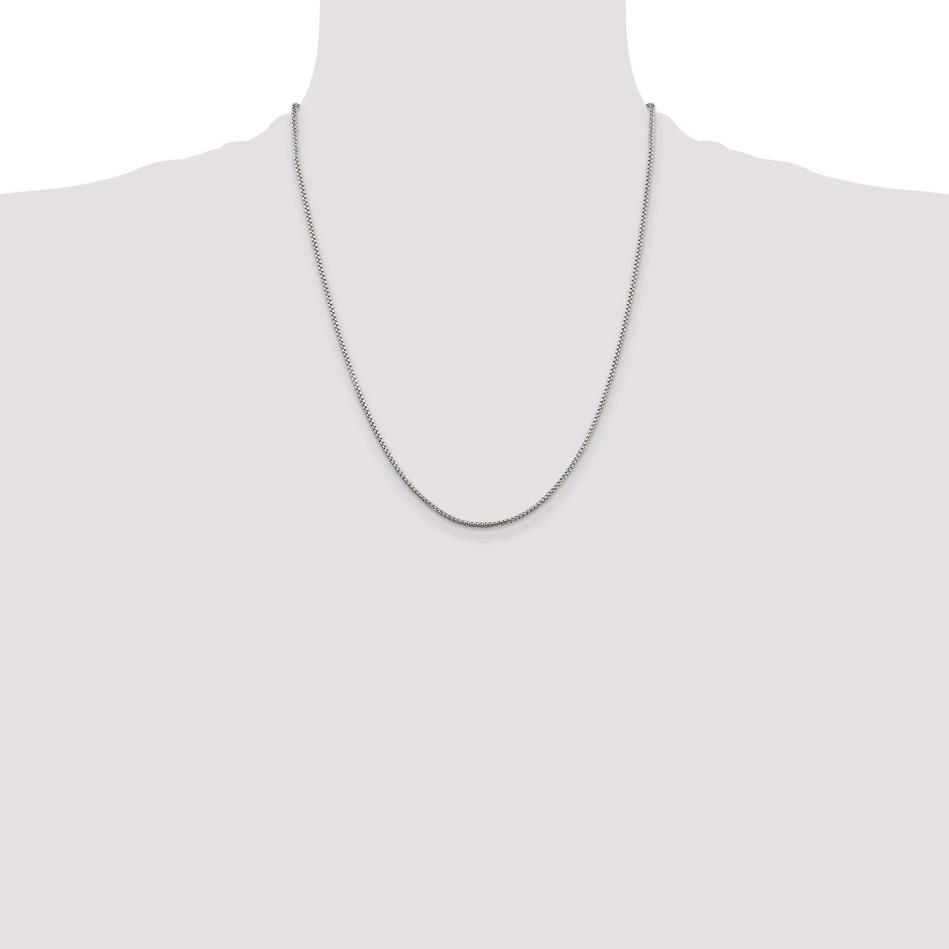 Sterling Silver 1.5mm Round Box Chain w/4in ext.
