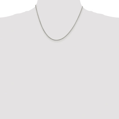 Sterling Silver Rhodium-plated 1.75mm Round Box Chain