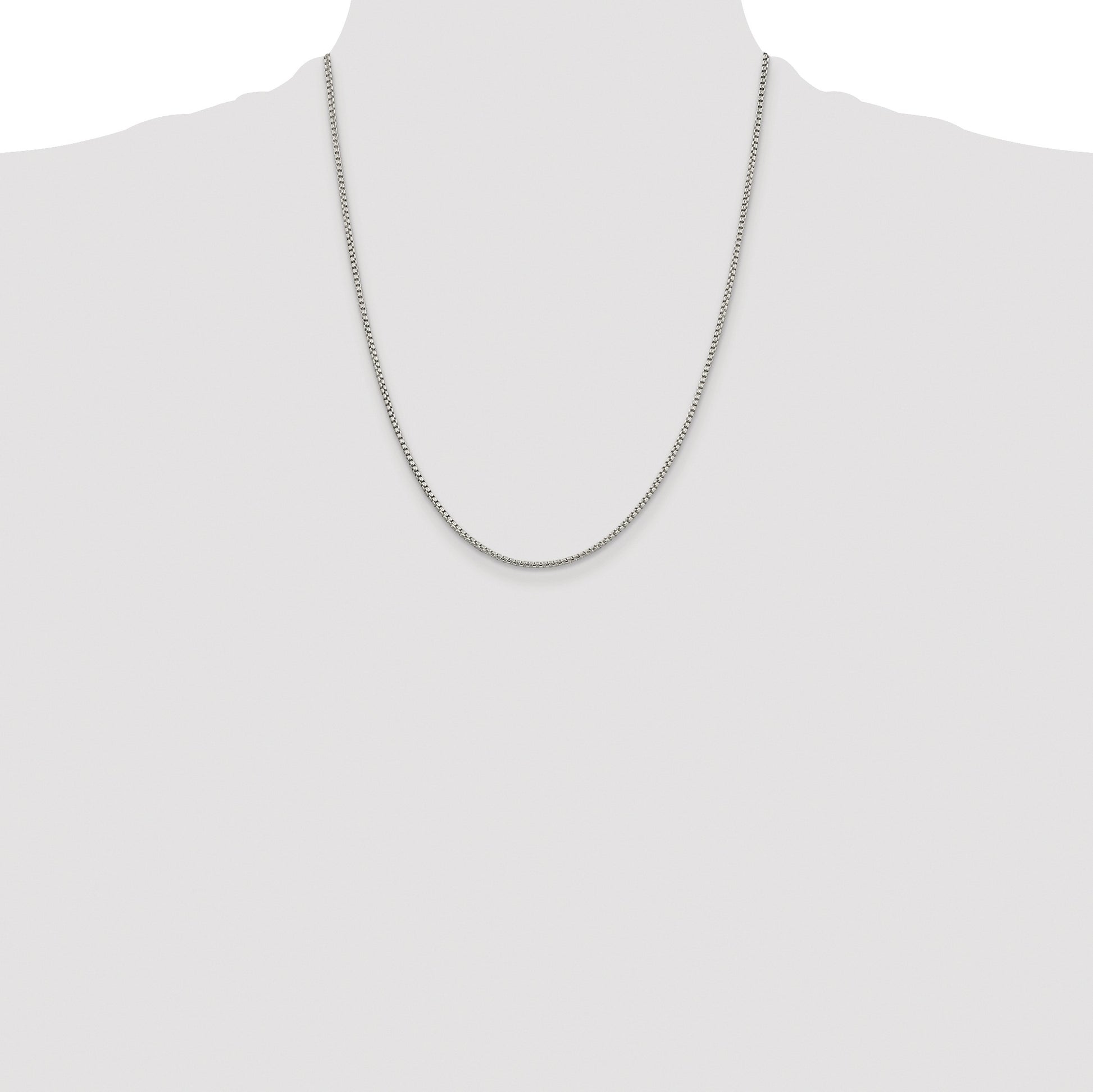 Sterling Silver Rhodium-plated 1.75mm Round Box Chain