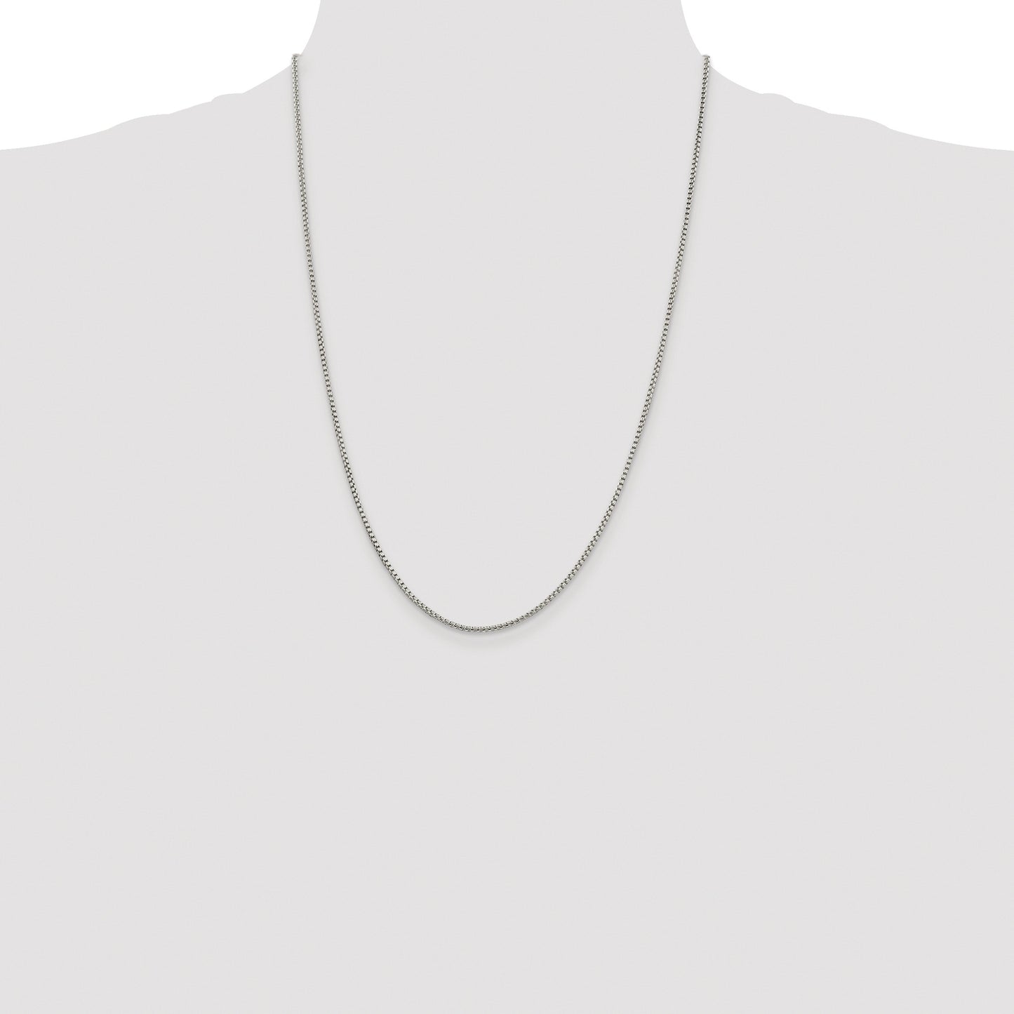 Sterling Silver Rhodium-plated 1.75mm Round Box Chain