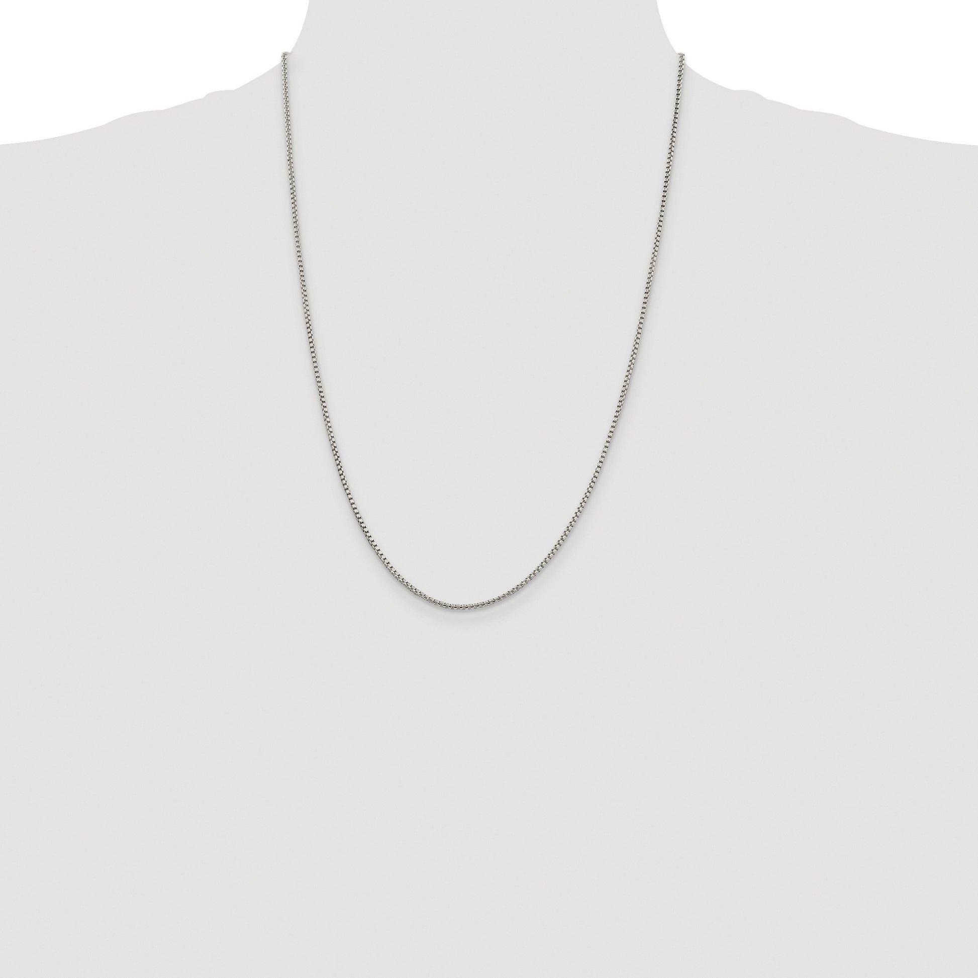 Sterling Silver Rhodium-plated 1.75mm Round Box Chain