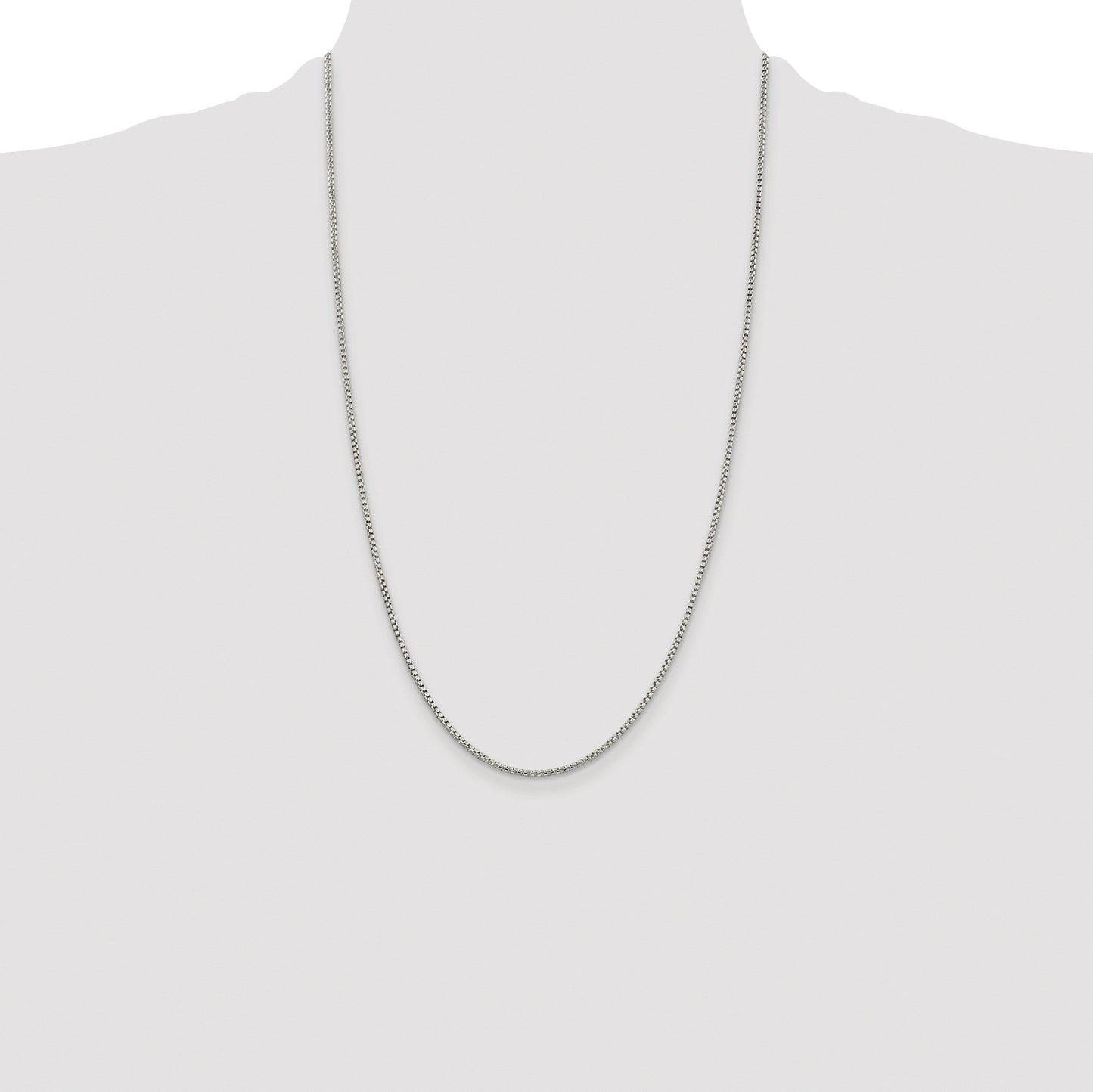 Sterling Silver Rhodium-plated 1.75mm Round Box Chain