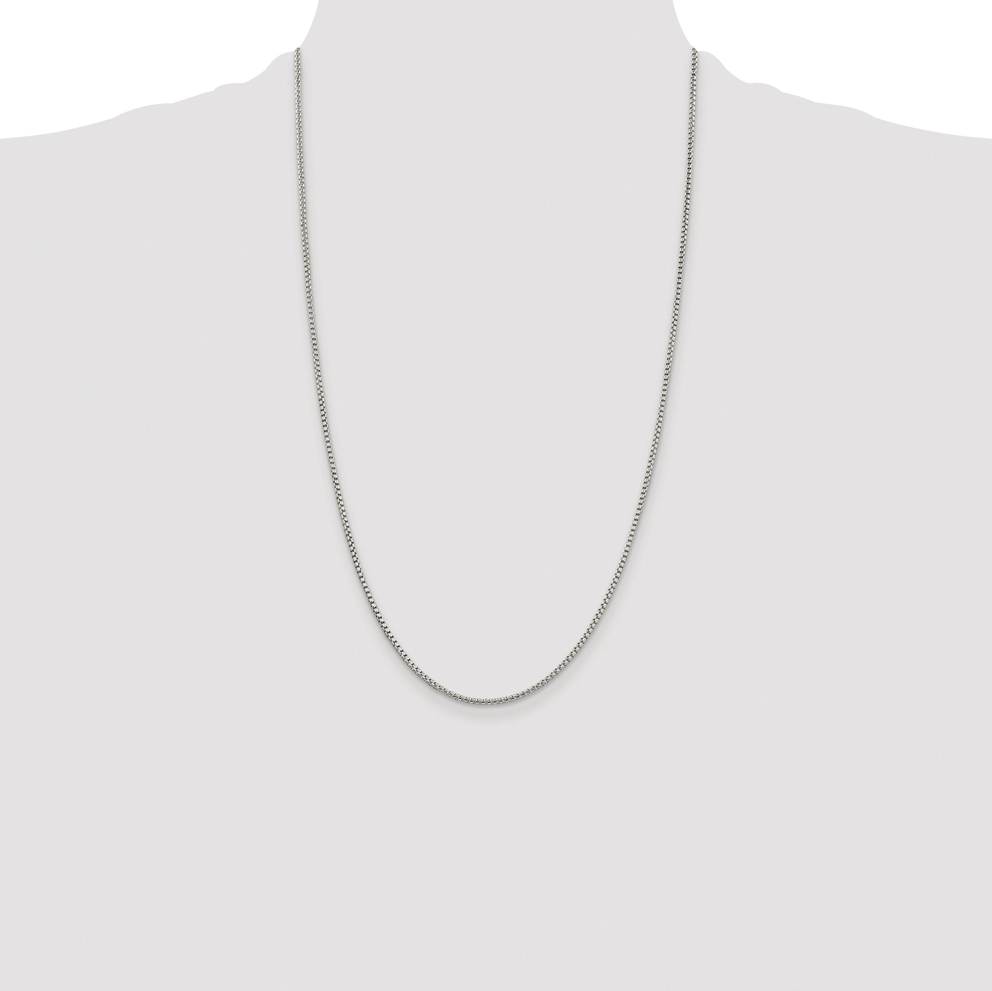 Sterling Silver Rhodium-plated 1.75mm Round Box Chain