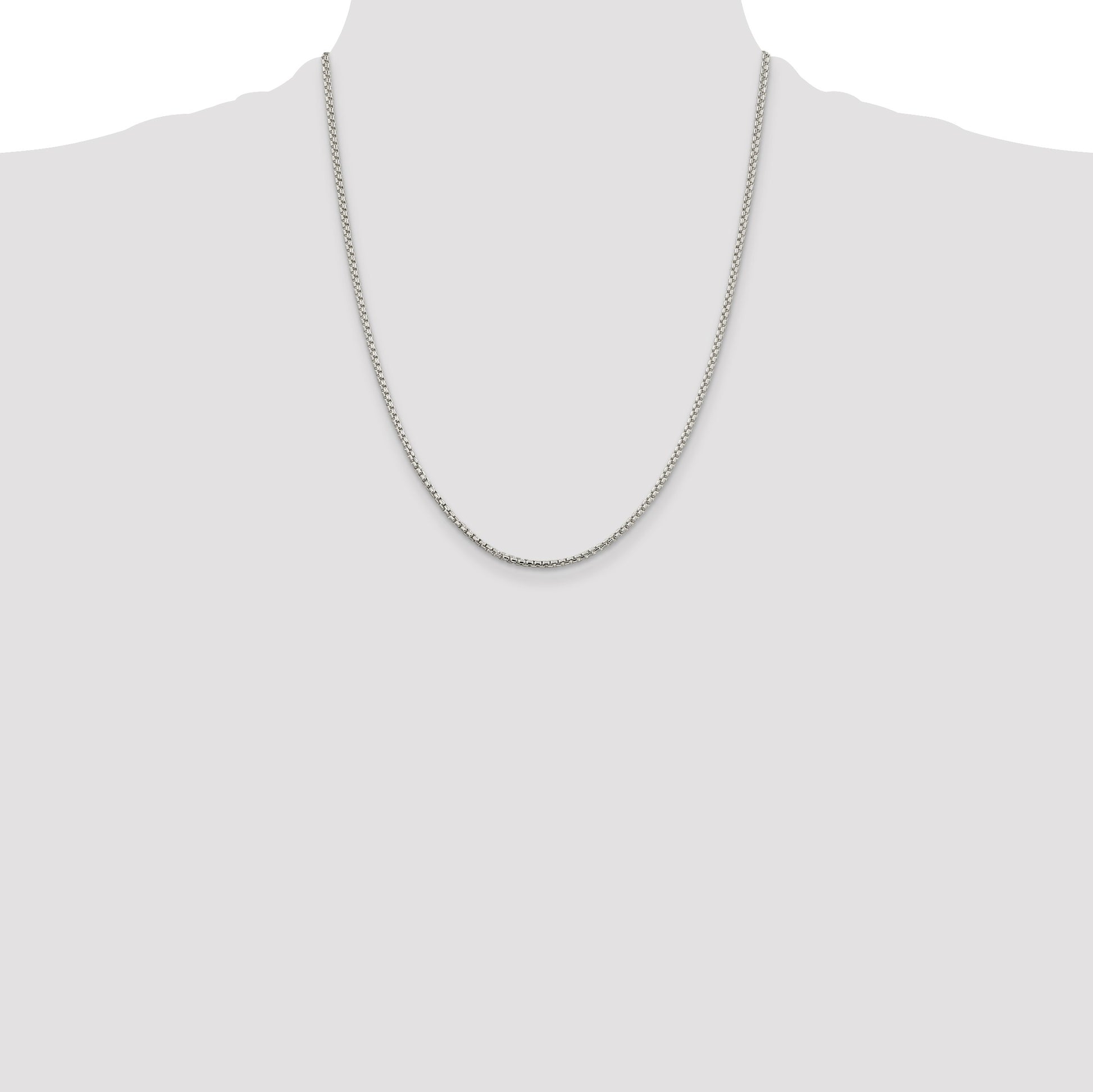 Sterling Silver 2mm Round Box Chain