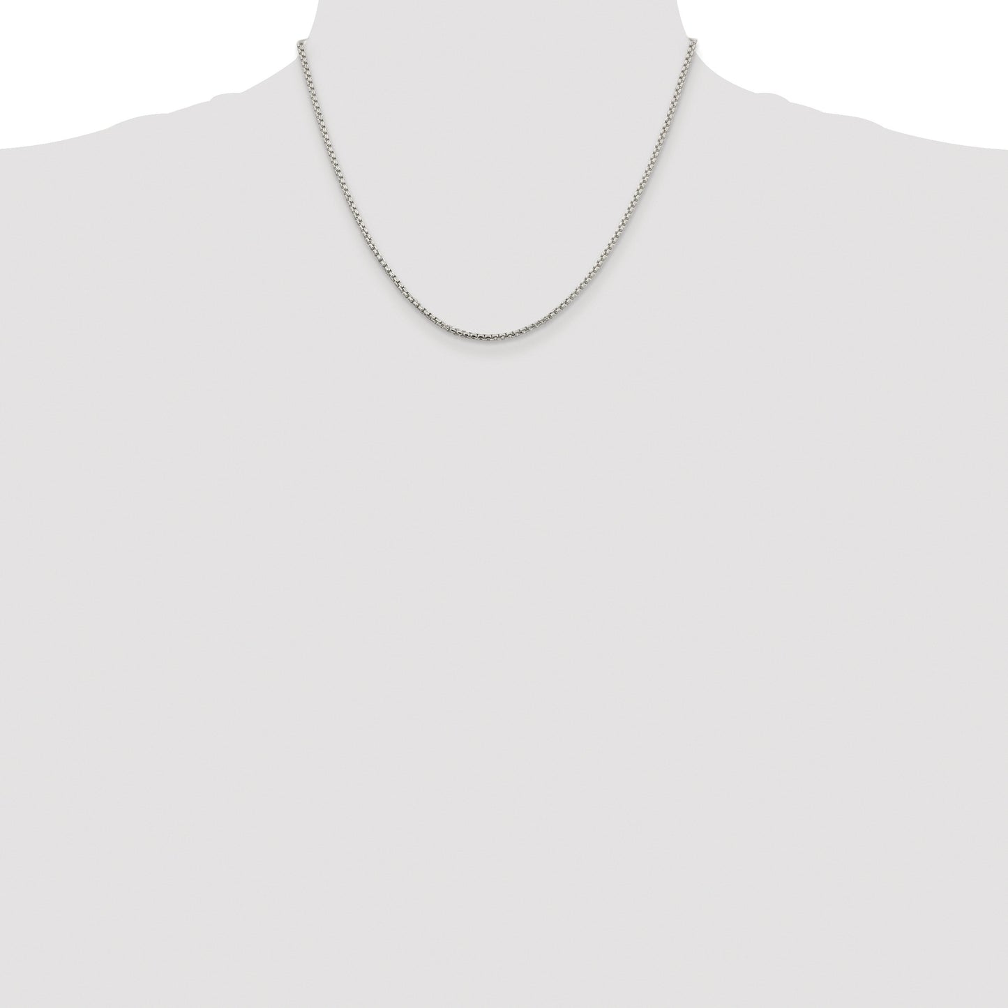 Sterling Silver Rhodium-plated 2mm Round Box Chain