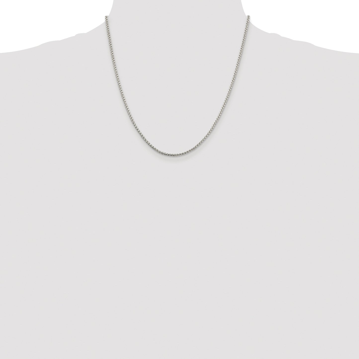 Sterling Silver Rhodium-plated 2mm Round Box Chain