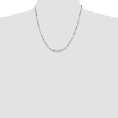 Sterling Silver Rhodium-plated 2mm Round Box Chain