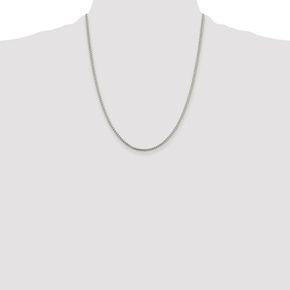 Sterling Silver Rhodium-plated 2mm Round Box Chain