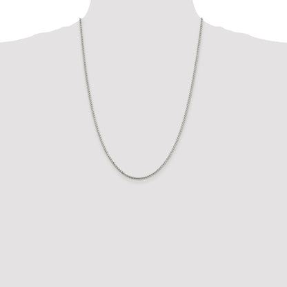 Sterling Silver Rhodium-plated 2mm Round Box Chain