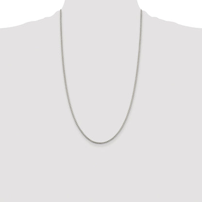 Sterling Silver Rhodium-plated 2mm Round Box Chain