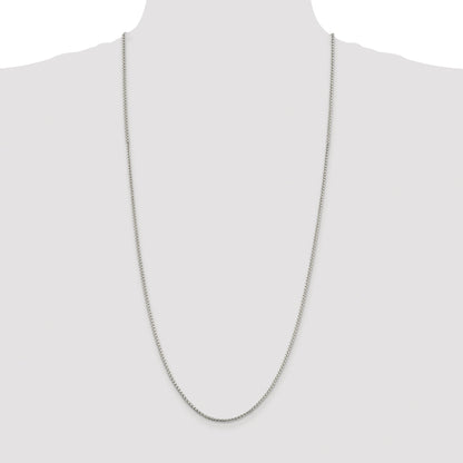 Sterling Silver Rhodium-plated 2mm Round Box Chain