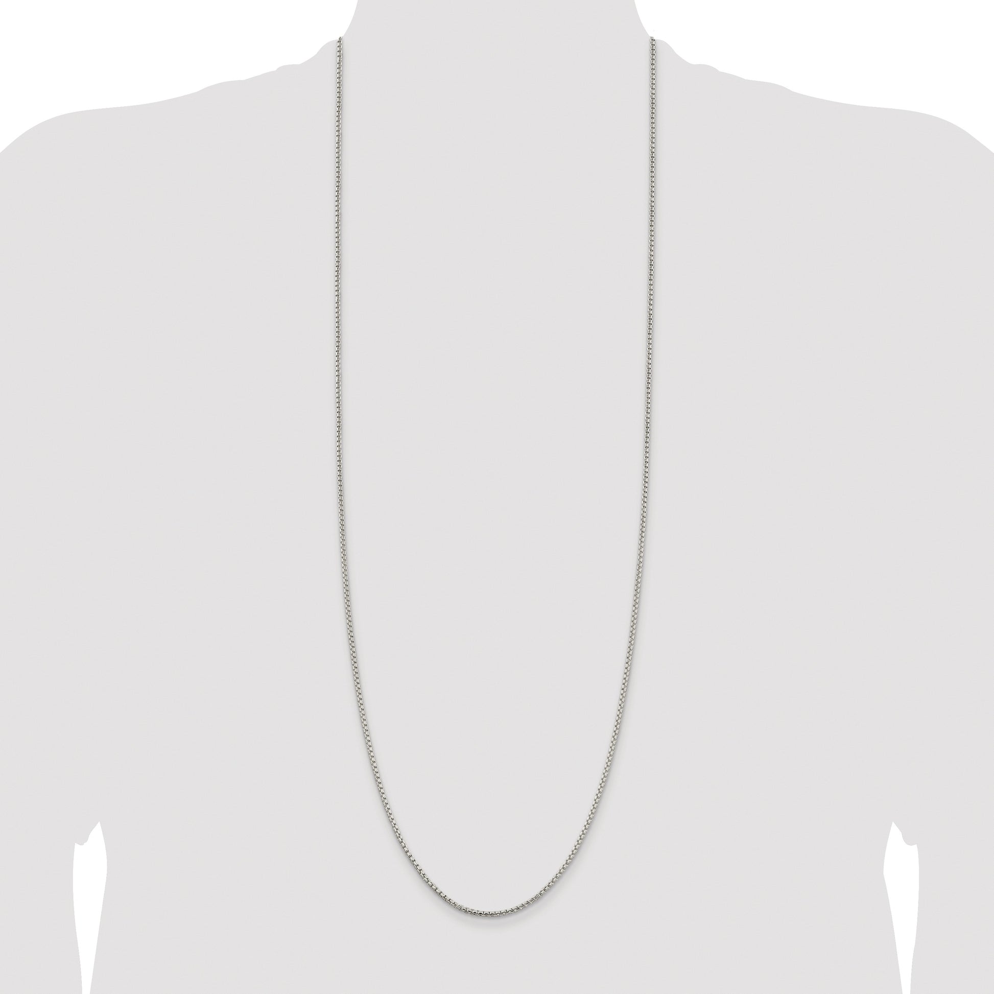 Sterling Silver Rhodium-plated 2mm Round Box Chain