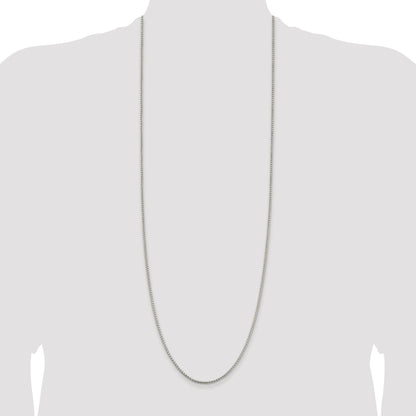 Sterling Silver Rhodium-plated 2mm Round Box Chain