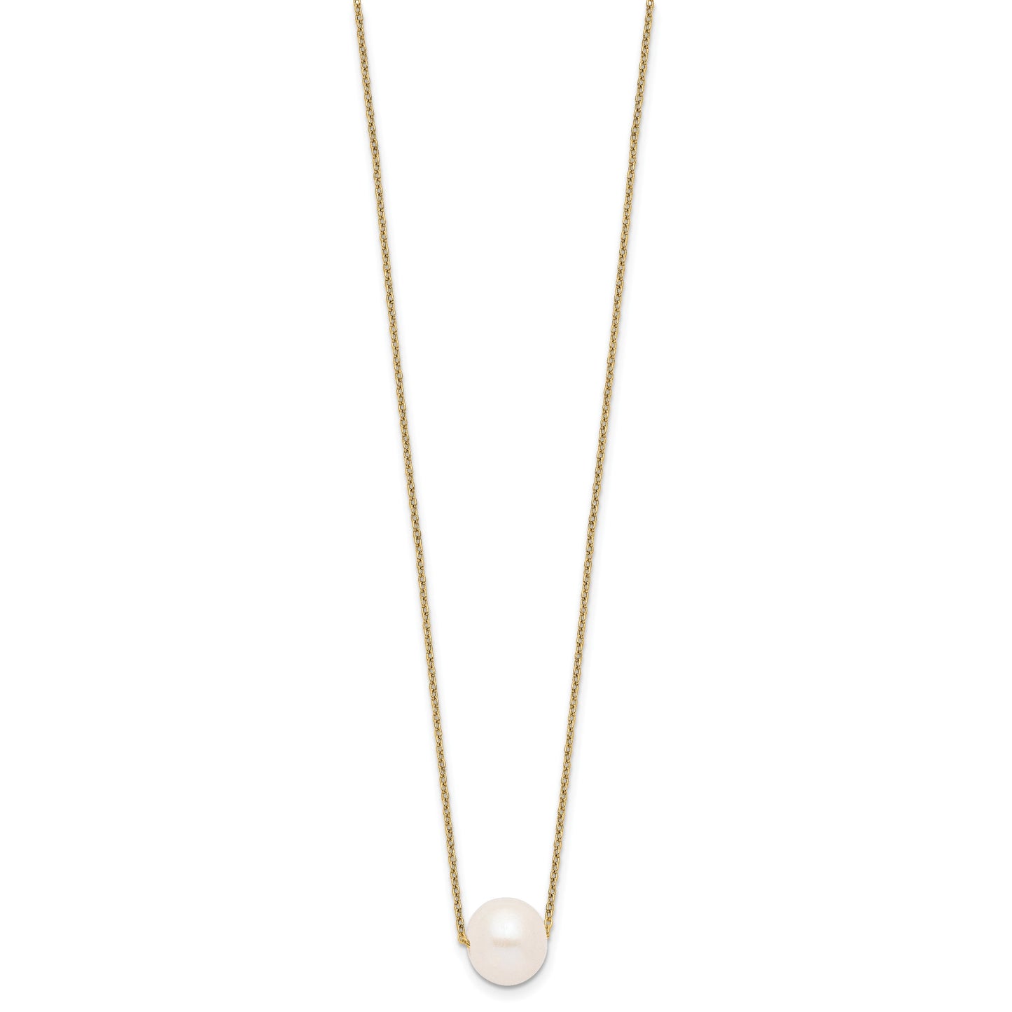 Sterling Silver Gold-tone 10-11mm White Near-Round Freshwater Cultured Pearl 17 inch Necklace