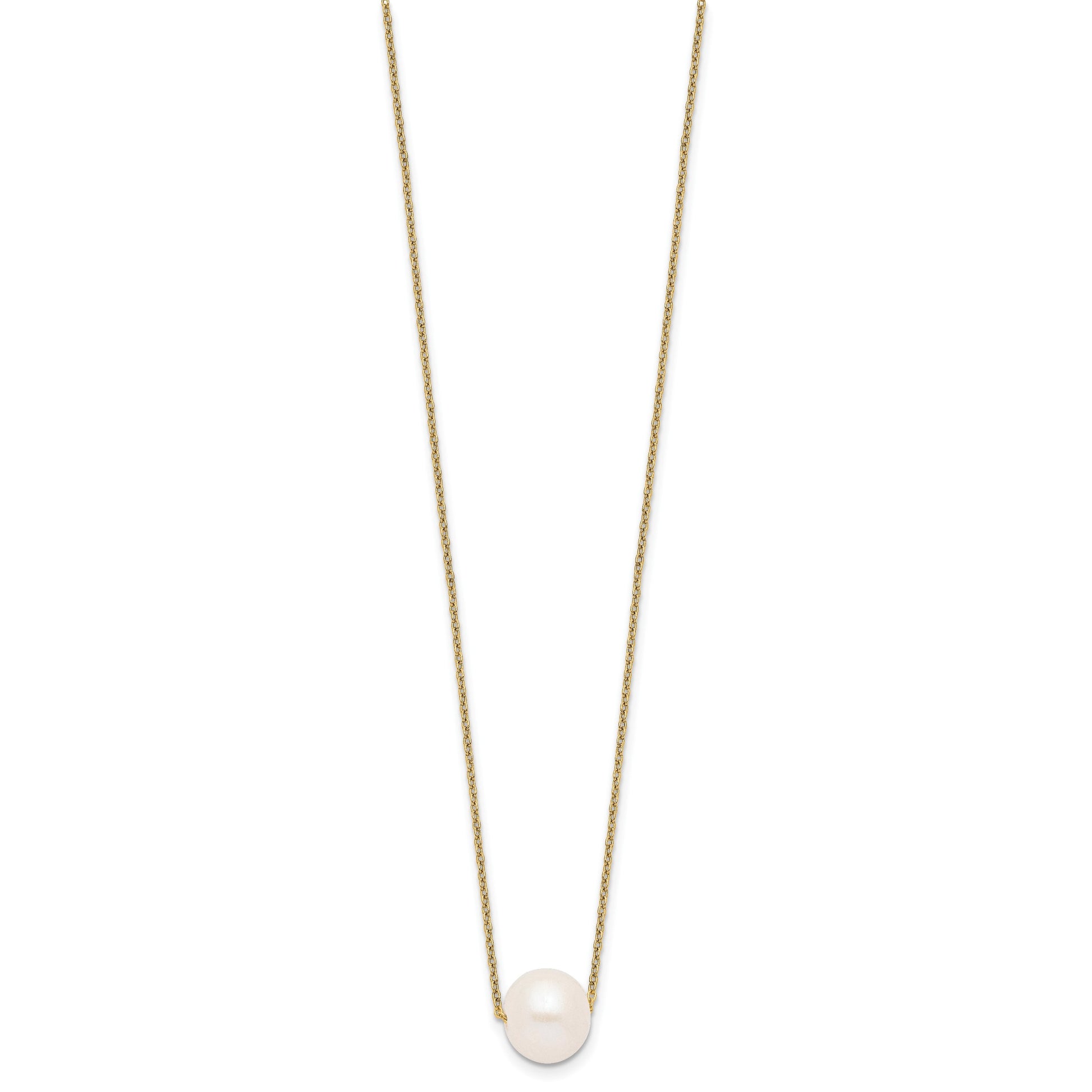 Sterling Silver Gold-tone 10-11mm White Near-Round Freshwater Cultured Pearl 17 inch Necklace