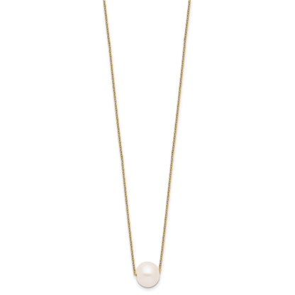 Sterling Silver Gold-tone 10-11mm White Near-Round Freshwater Cultured Pearl 17 inch Necklace