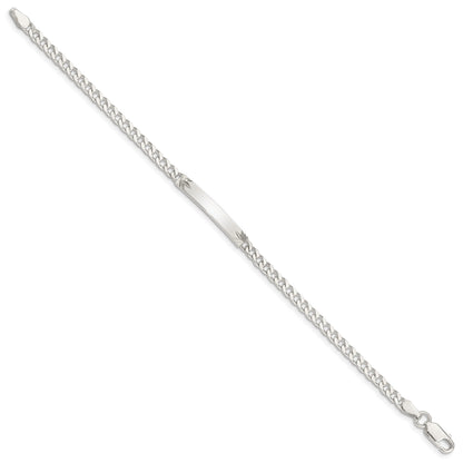 Sterling Silver Polished Engravable Curb Link 26x3mm Diamond-cut Plate 7 inch ID Bracelet