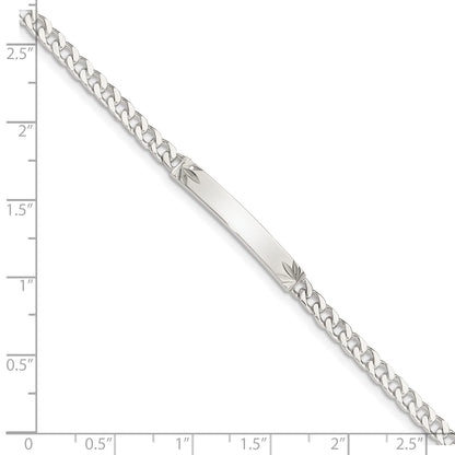 Sterling Silver Polished Engravable Curb Link 26x3mm Diamond-cut Plate 7 inch ID Bracelet