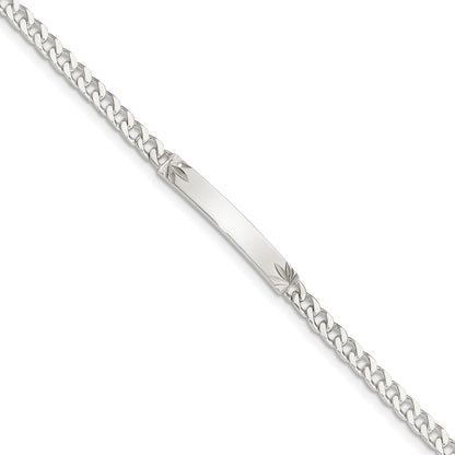 Sterling Silver Polished Engravable Curb Link 26x3mm Diamond-cut Plate 7 inch ID Bracelet