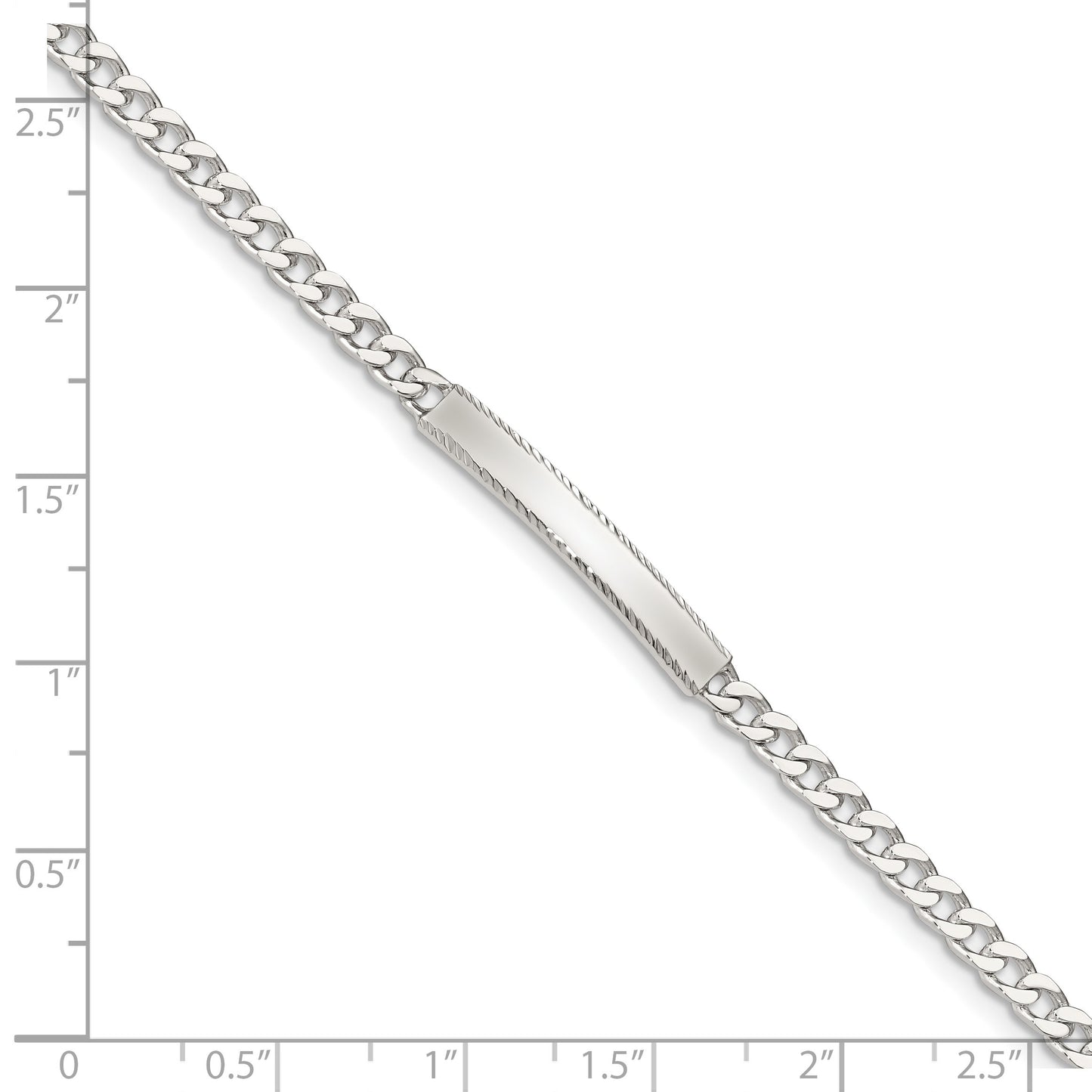 Sterling Silver Diamond-cut Engraveable Curb Link ID Bracelet
