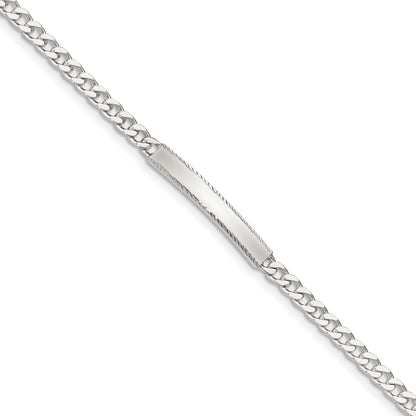 Sterling Silver Diamond-cut Engraveable Curb Link ID Bracelet