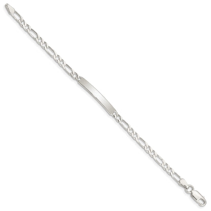 Sterling Silver Engraveable 6 in. Figaro Link ID Bracelet
