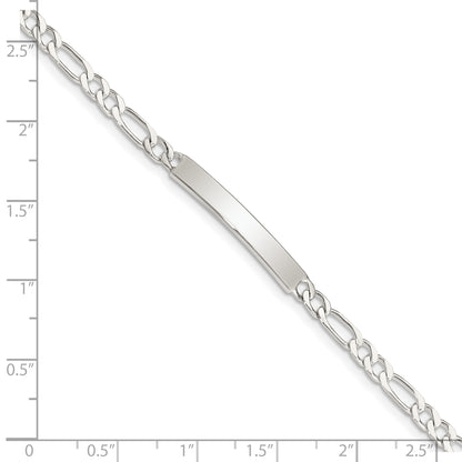 Sterling Silver Engraveable 6 in. Figaro Link ID Bracelet