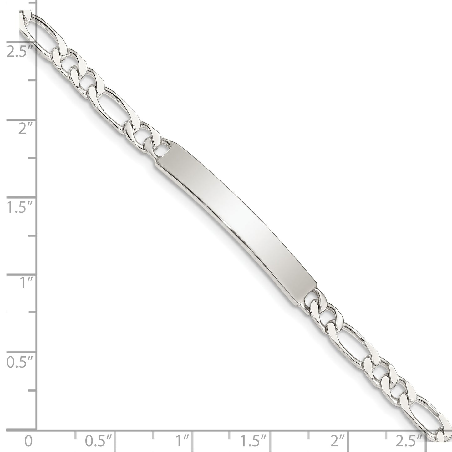 Sterling Silver 7inch Engraveable Figaro Link ID Bracelet