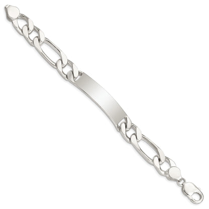 Sterling Silver 8.5 inch Polished Engraveable Figaro Link ID Bracelet