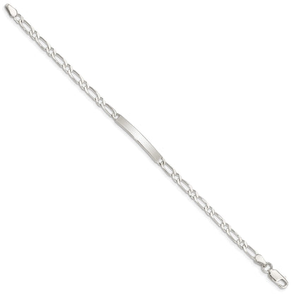Sterling Silver 7inch Polished Engraveable 1 Figaro Link ID Bracelet