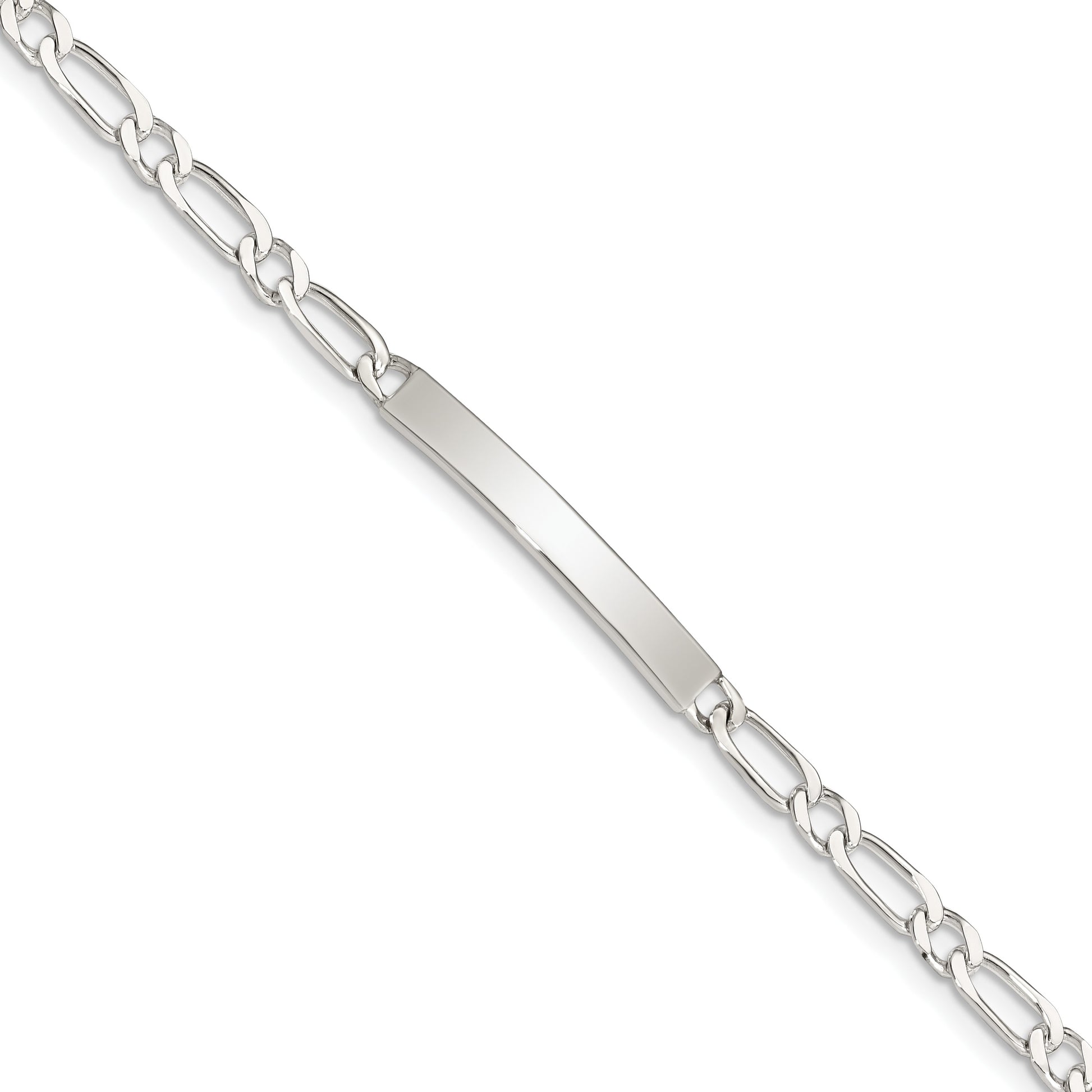 Sterling Silver 7inch Polished Engraveable 1 Figaro Link ID Bracelet