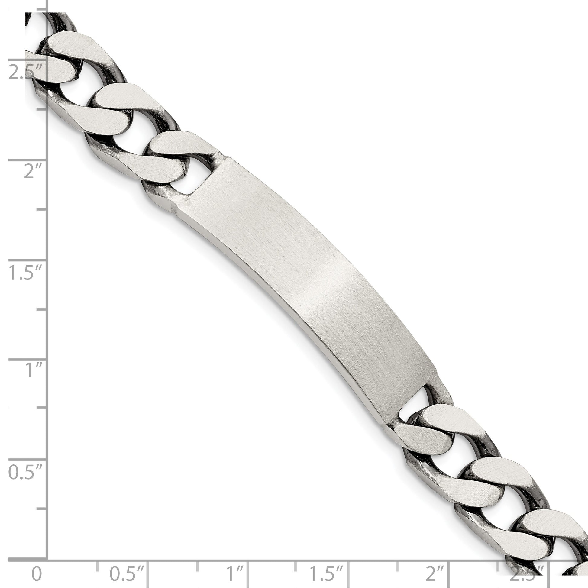 Sterling Silver 8.5inch Engraveable Antiqued Curb Link ID Bracelet
