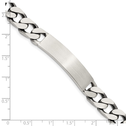 Sterling Silver 8.5inch Engraveable Antiqued Curb Link ID Bracelet