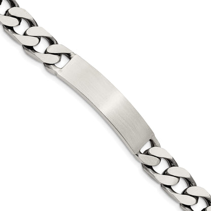 Sterling Silver 7.5inch Engraveable Antiqued Curb Link ID Bracelet