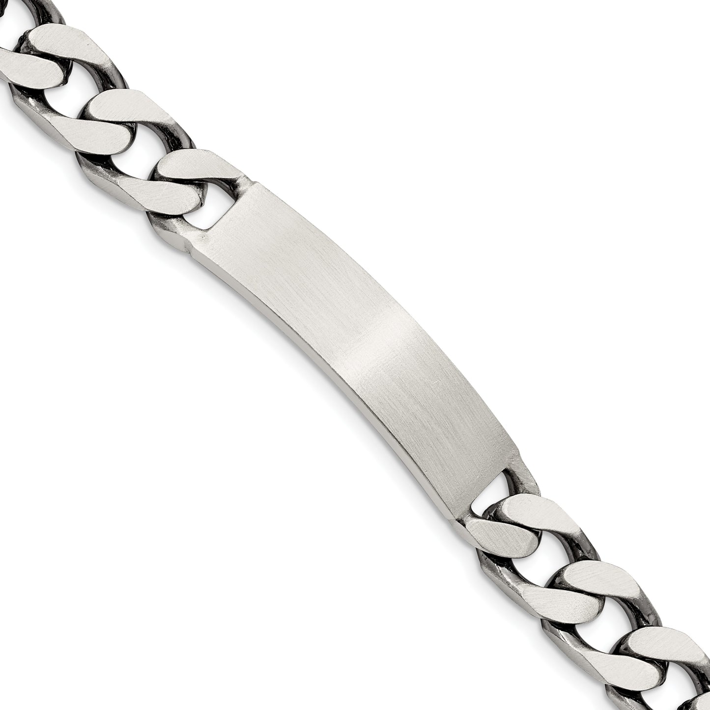 Sterling Silver 8.5inch Engraveable Antiqued Curb Link ID Bracelet