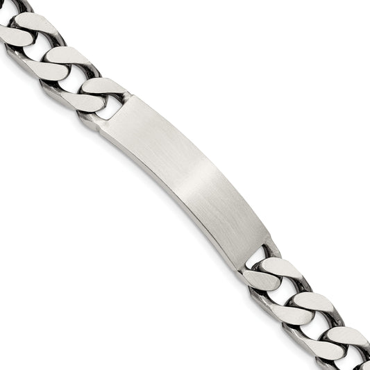 Sterling Silver 8.5inch Engraveable Antiqued Curb Link ID Bracelet