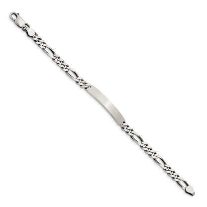 Sterling Silver 8inch Engraveable Antiqued Figaro Link ID Bracelet