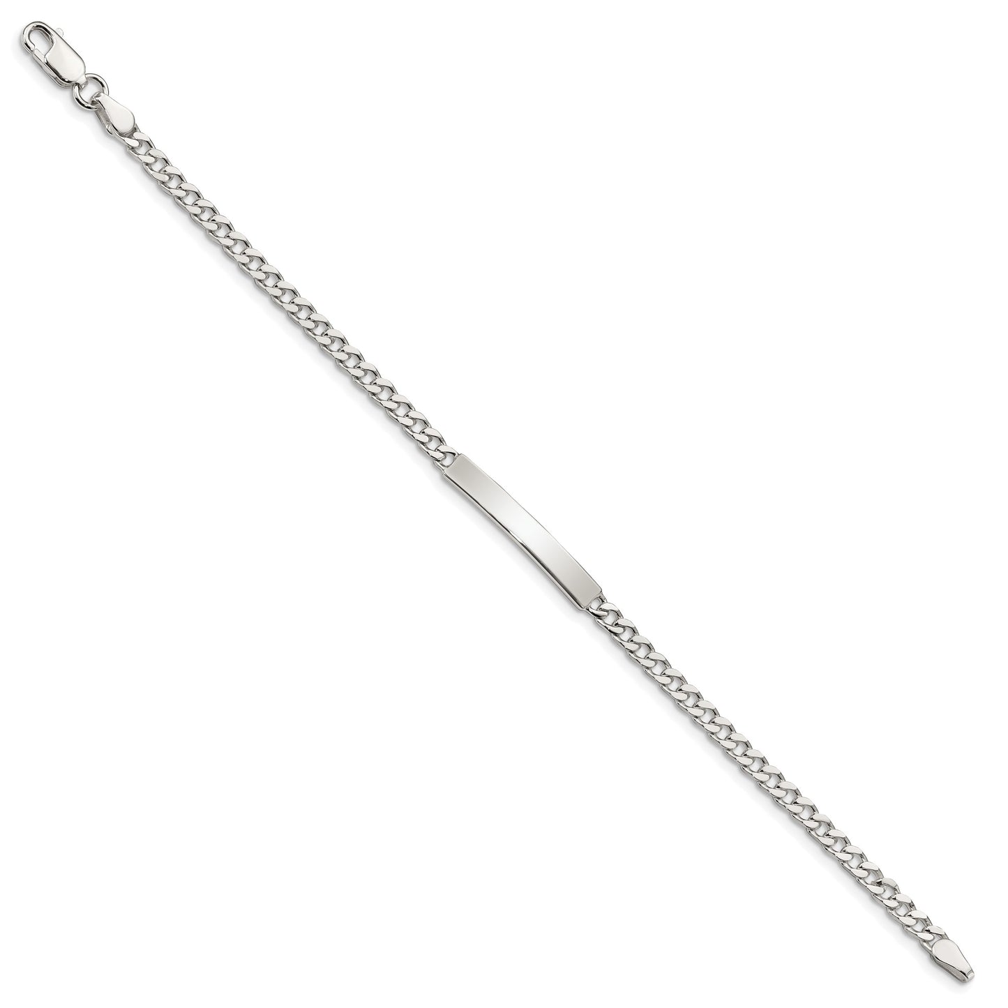 Sterling Silver Polished Engravable Curb Link 27x4mm Plate 7 inch ID Bracelet