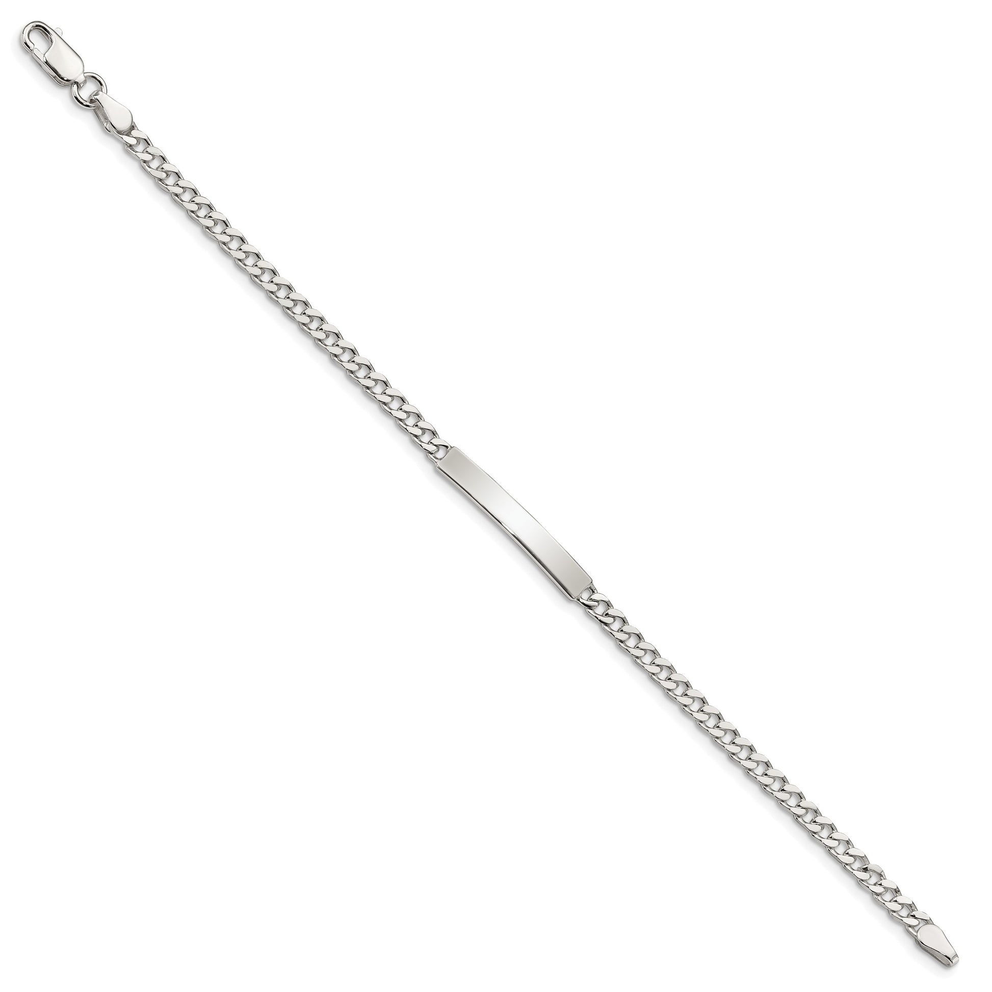 Sterling Silver Polished Engravable Curb Link 27x4mm Plate 7 inch ID Bracelet