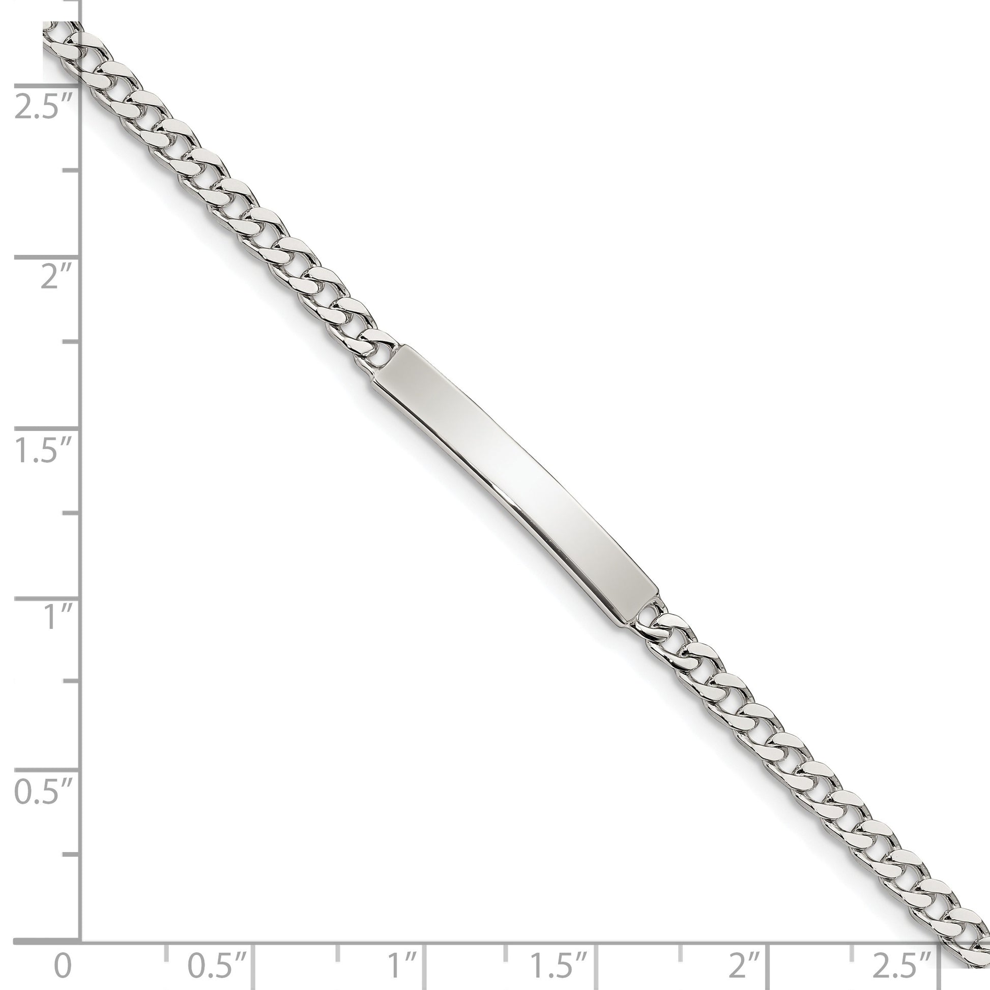 Sterling Silver Polished Engravable Curb Link 27x4mm Plate 7 inch ID Bracelet